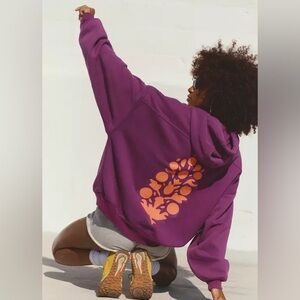 NWT FP Movement Women's Final Call Logo Hoodie in Color Deep Mulberry size XS